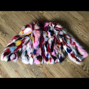 REBECCA MINKOFF $748 Rachel RAINBOW FOX FUR COAT M